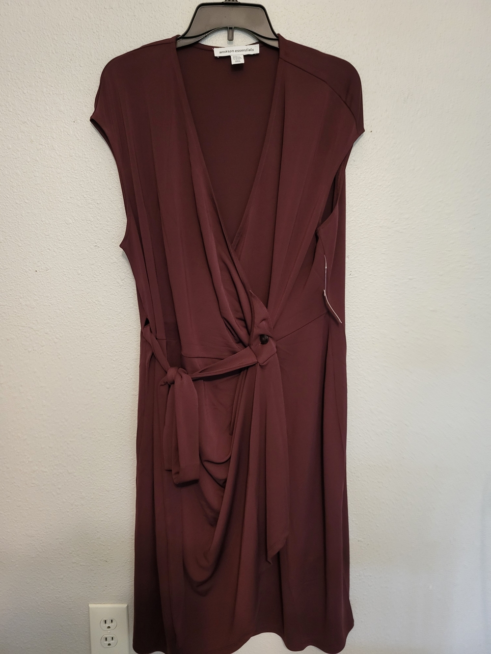 Amazon Essentials Women's Burgundy Wrap Dress